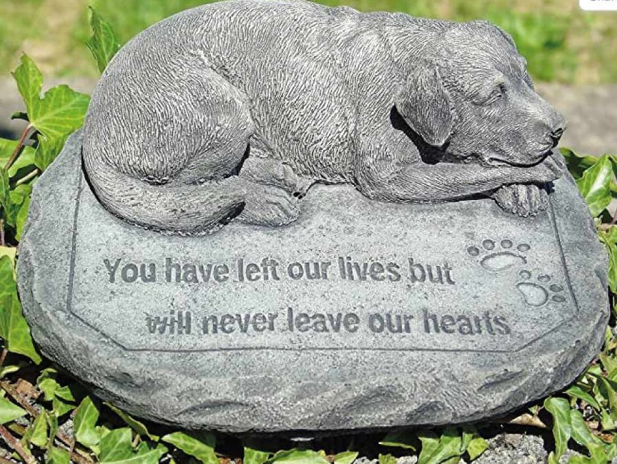 Pet memorial garden stone for the family dog
